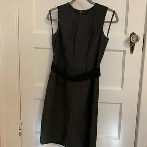 Ann Taylor Gray Pleated Dress with black belt